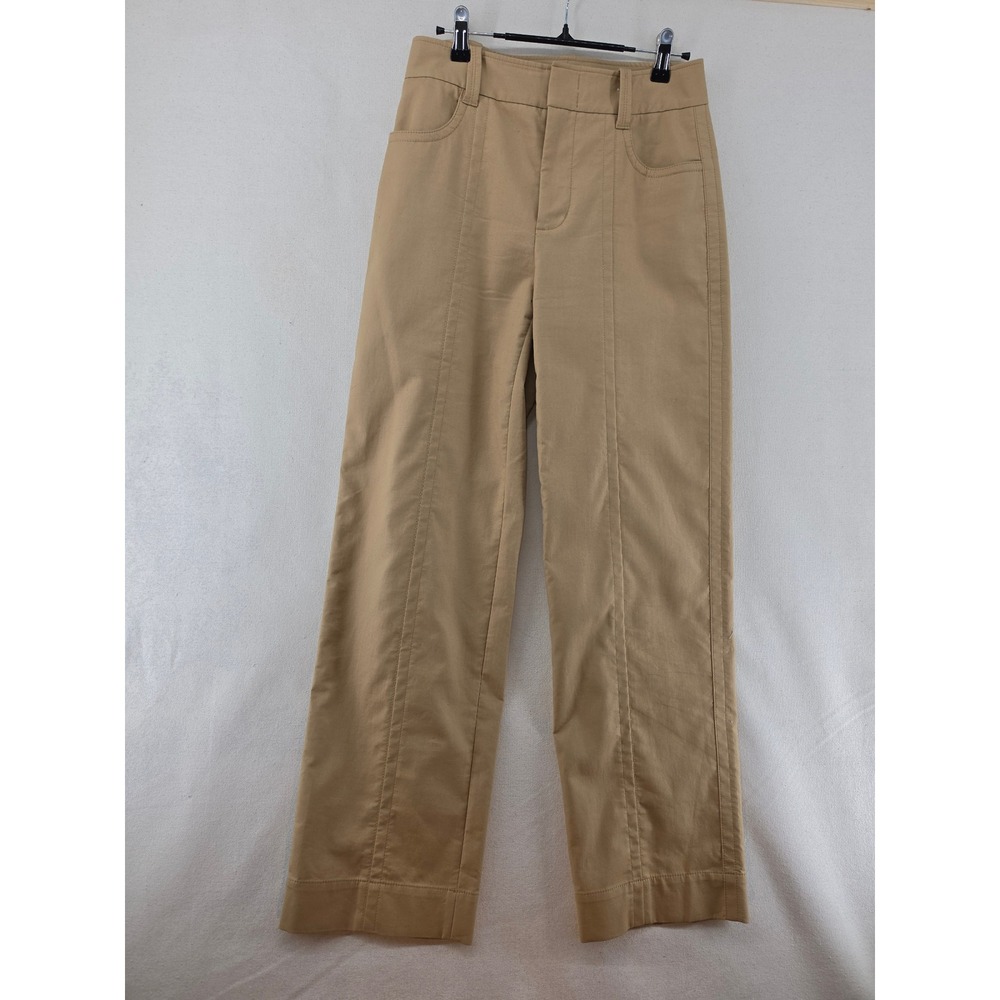 Vince Tan Khaki High Rise Seam Detail Straight Leg Cotton Pants Womens Size 2